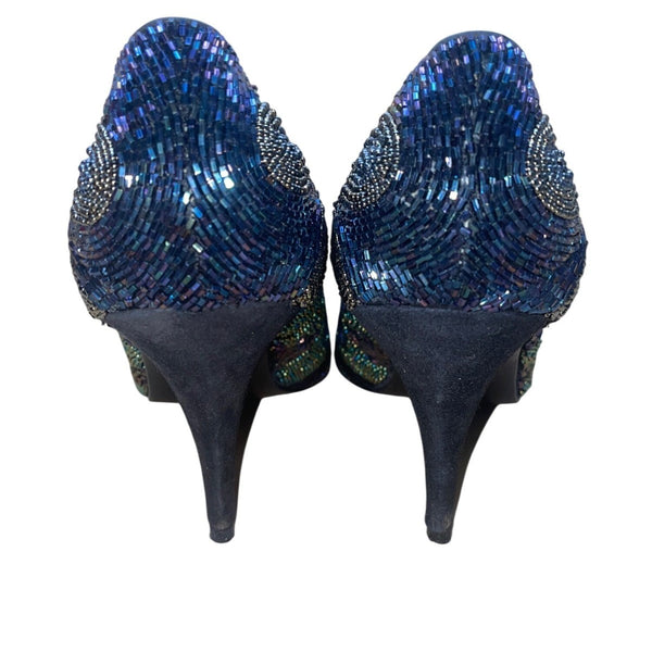 Impo Womens Black Iris Beaded Lining Monet High Heel Pumps Size 9B
