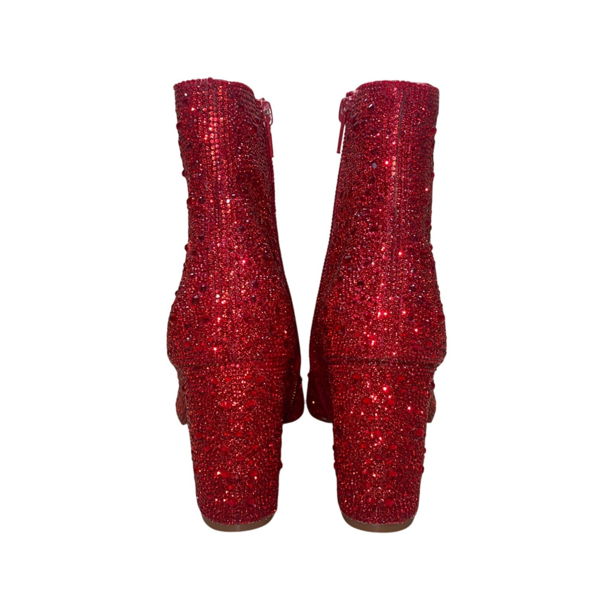 Betsey Johnson Women’s Red Glitter Glass Stones SB-Cady Ankle Boots Size 8M