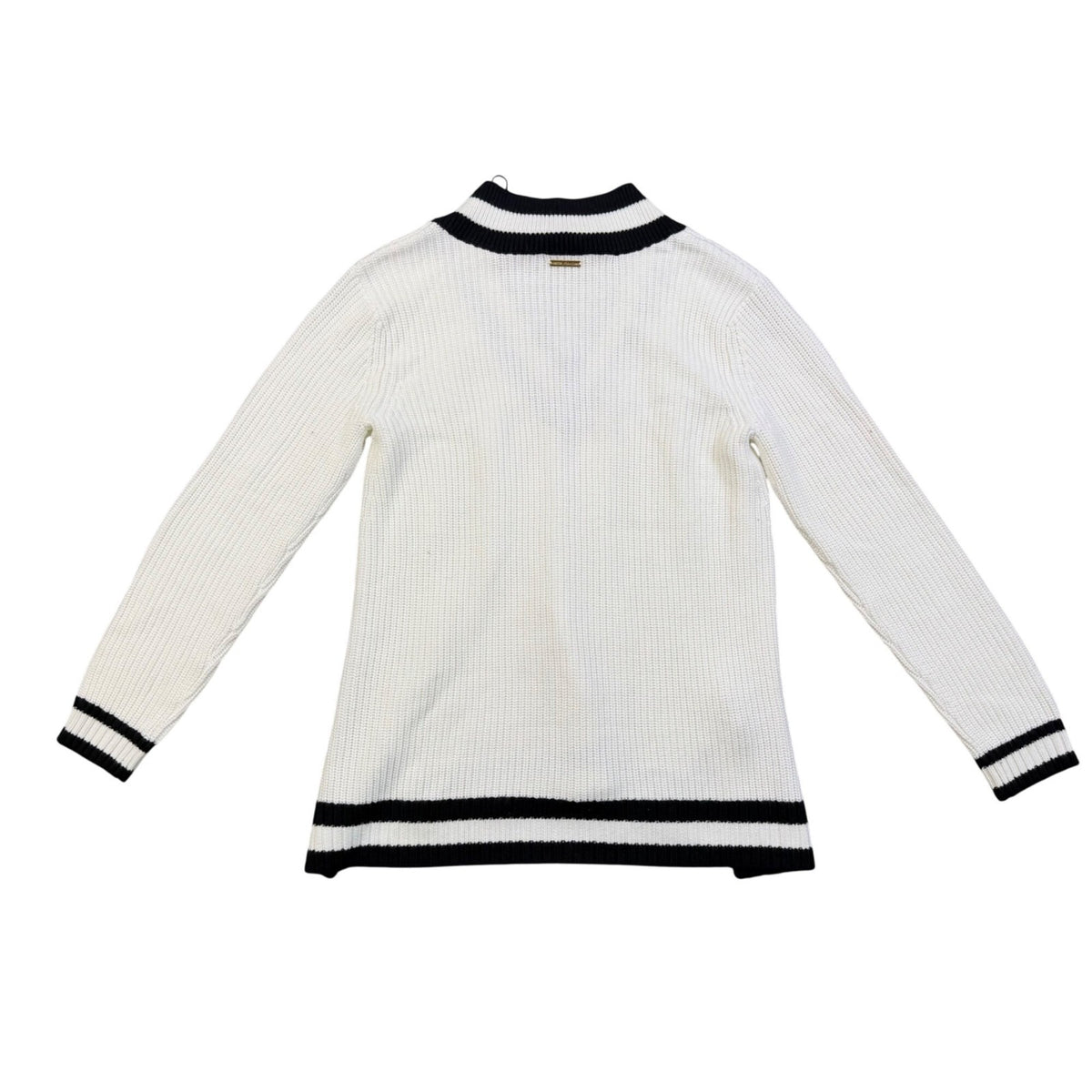 Michael Kors Womens White & Black  V-Neck Sweater Top Size S