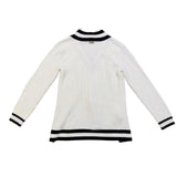 Michael Kors Womens White & Black  V-Neck Sweater Top Size S