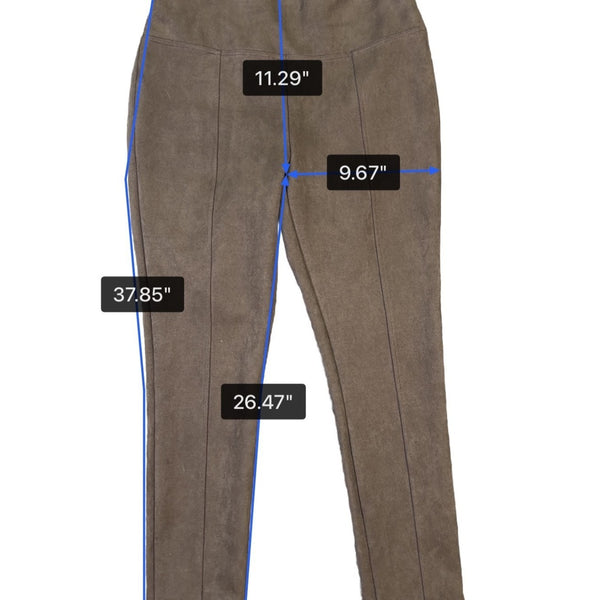 Andrew Marc Womens Brown Suede-Like Mid Rise Skinny Trousers Size M