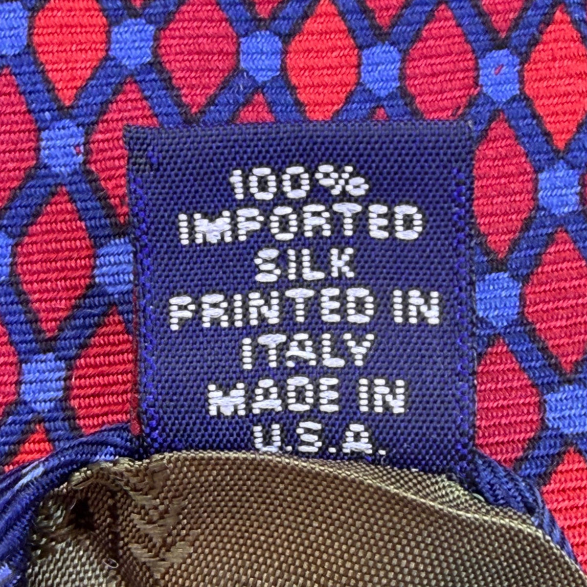 Tommy Hilfiger Mens Red & Blue 100% Silk Geometric Pattern Neck Tie Made In USA