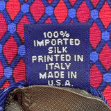 Tommy Hilfiger Mens Red & Blue 100% Silk Geometric Pattern Neck Tie Made In USA