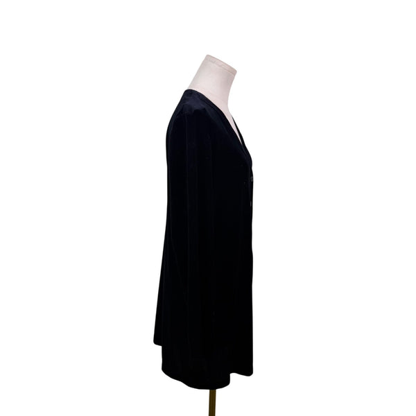 Linda Allard Ellen Tracy Womens Black Velvet Button Down Long Cardigan Size 10