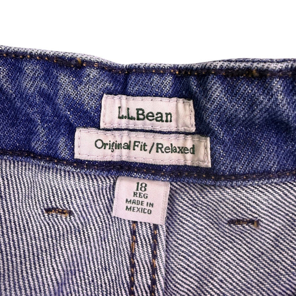 L.L.Bean Womens Blue Denim Jeans Original Fit With Relaxed Style Size 18