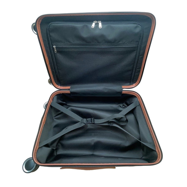 Tilymol Black & Orange Telescopic Handle TSA Lock Hard-Shell Spinner Luggage