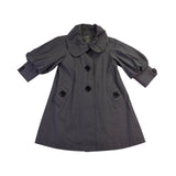 Hazelhazel Women Gray Cotton Puff Sleeve Trench Coat Button Front Size S