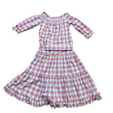 Kate Spade Colorful Checkered Maxi Dress With Ruffled Hem Multicolor Sz XS