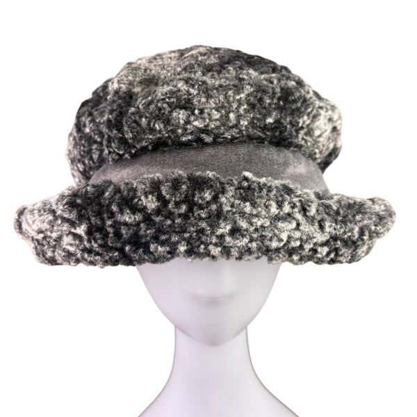 Création Almar Womens Grey Faux Fur & Velvet Winter Hat Made In Canada