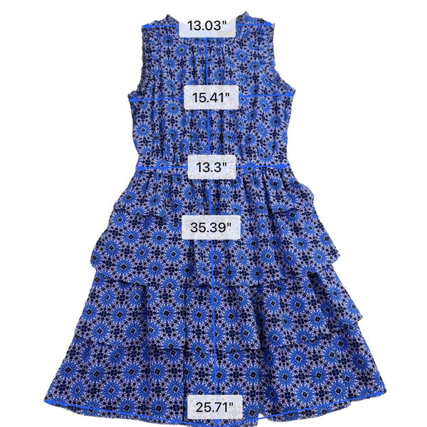 Banana Republic Womens Blue Floral Sleeveless Tiered Dress Elegant Size 0