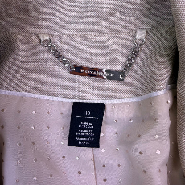 White House Black Market Womens Beige Linen Blend Blazer Jacket Size 10
