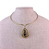 Panetta Womens Gold Tone Necklace W/ Wire Wrapped Lapis Lazuli Pendant