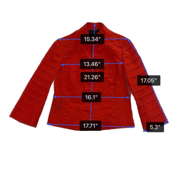 Carlisle Womens Red Textured Blazer Jacket Elegant Long Sleeve Lightweight Sz 6
