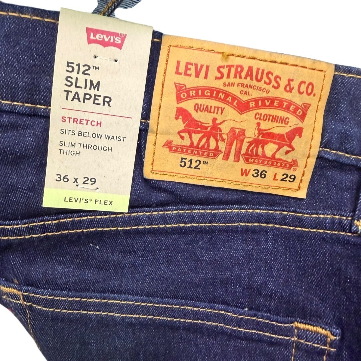 Levis 512 Slim Taper Mens Jeans Dark Wash Stretch Denim With Tags Sz 36x29