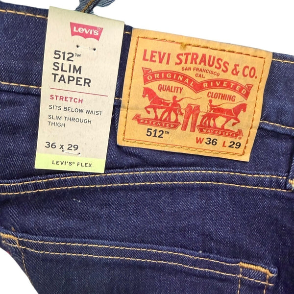 Levis 512 Slim Taper Mens Jeans Dark Wash Stretch Denim With Tags Sz 36x29