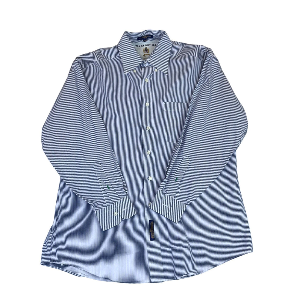 Tommy Hilfiger Men's Blue & White Striped Long Sleeve Dress Shirt Sz 15.5/33