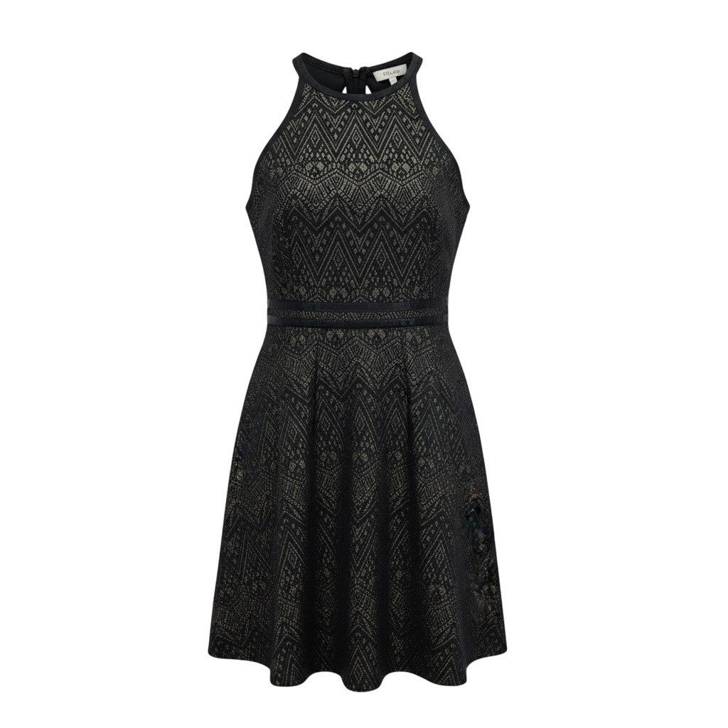 Parker Womens Black  Chevron Fit & Flare Sleeveless Dress Size S