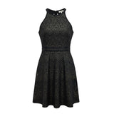 Parker Womens Black  Chevron Fit & Flare Sleeveless Dress Size S