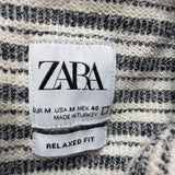 Zara Mens White & Black Striped Short Sleeve Relaxed Fit Shirt Sz M
