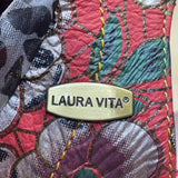 Laura Vita Women’s Red Floral Pattern Leather Open Toe Bow Accent Heels Size 10