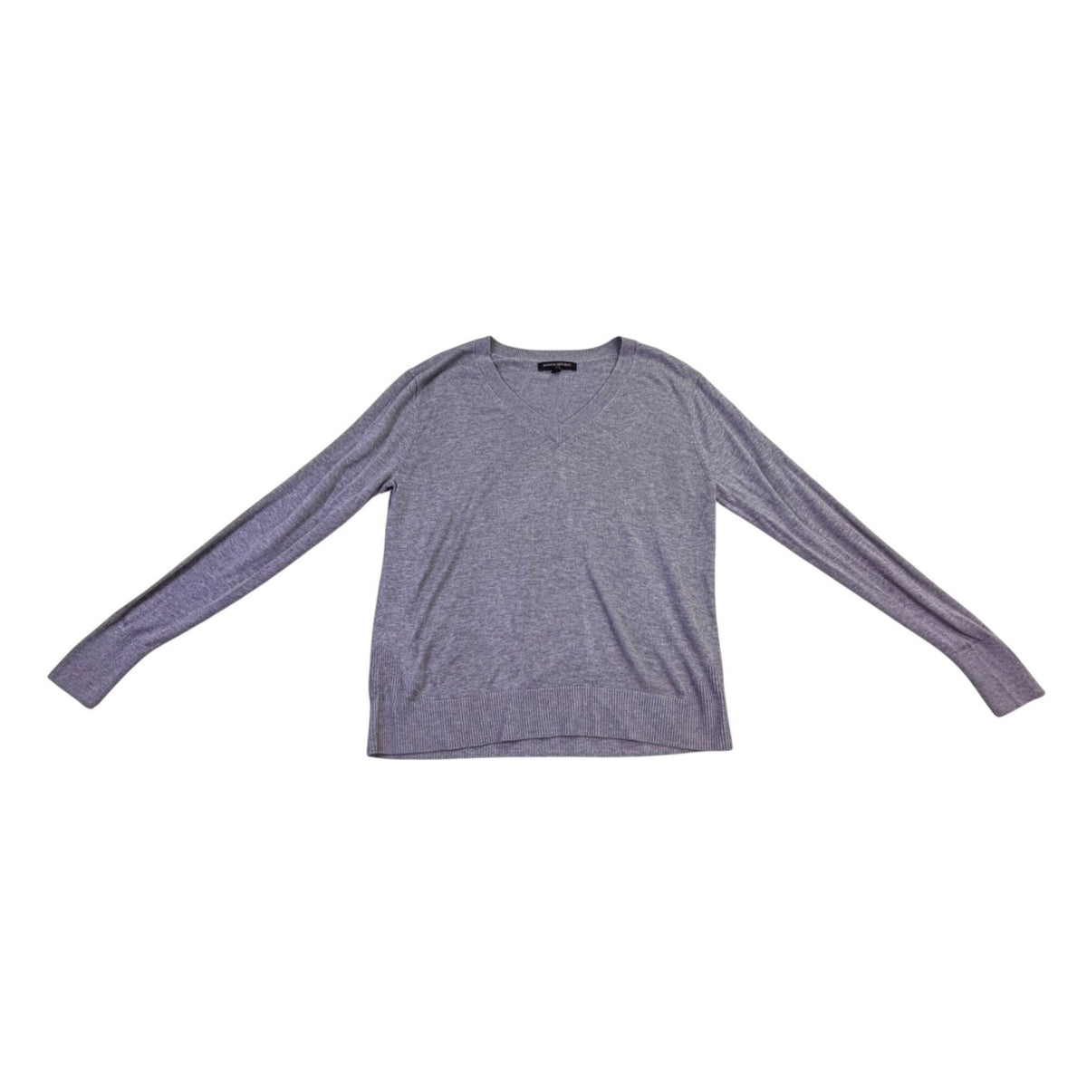 Banana Republic Women Gray V-Neck Sweater Classic Knit Pullover Size S