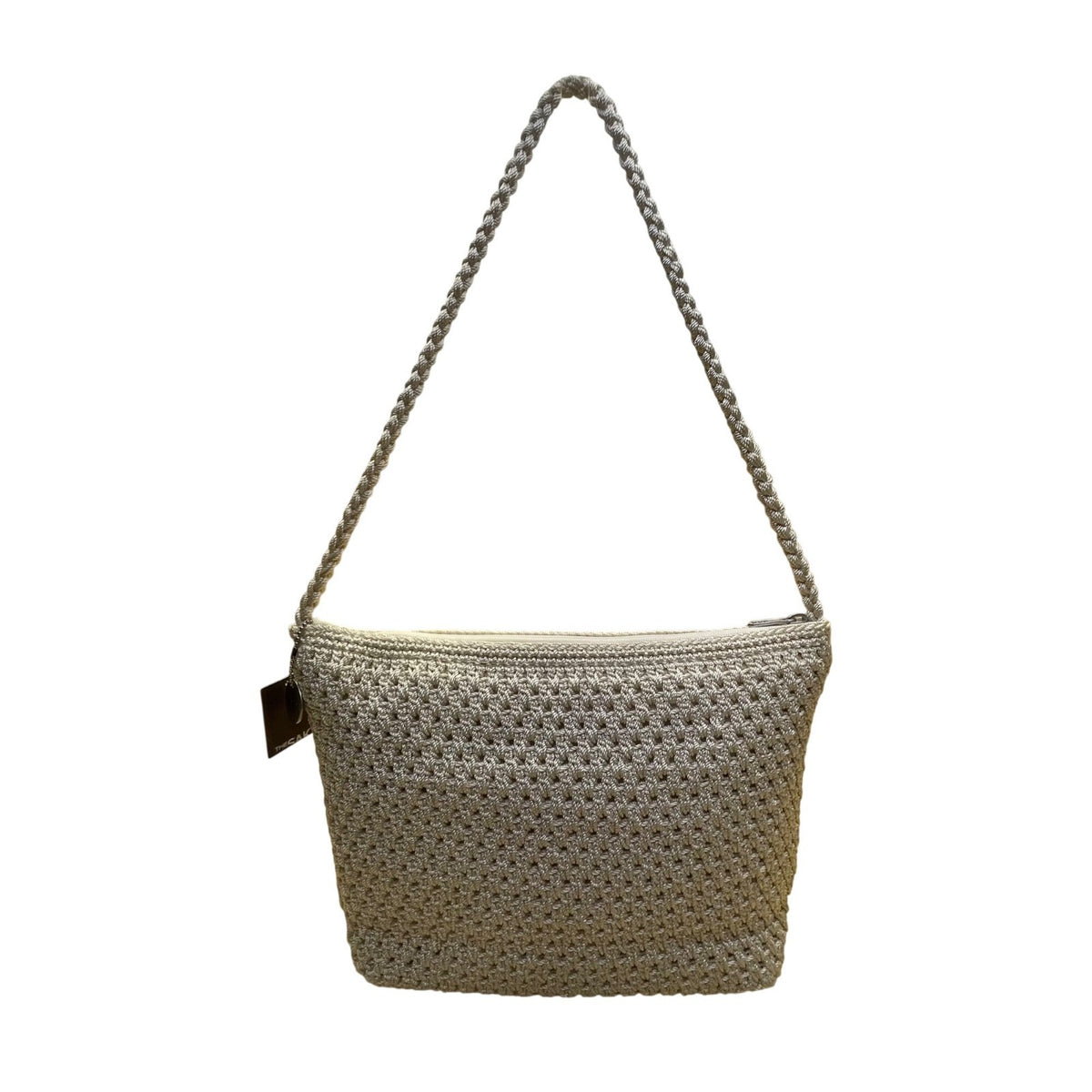 The Sak Women’s Light Beige Crochet With Zipper Pocket Casual Shoulder Bag