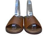 Franco Sarto Women’s Brown Leather Open Toe Slip-On  Riviera Sandals Size 7.5M