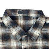 Men's Brown Plaid Button Up Long Sleeve Shirt Sz XXL