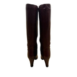Vintage Made In Brazil Women's Burgundy Leather Knee-High Heeled Boots Size 7.5M