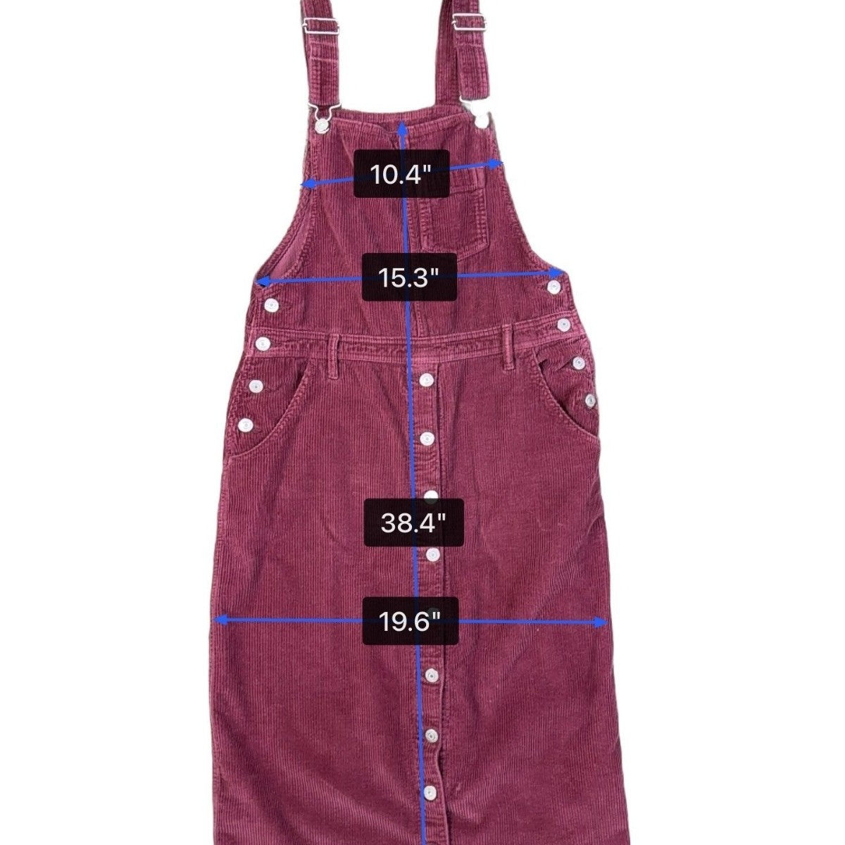 Levis Womens Burgundy Cotton Corduroy Button-Front Overall Midi Dress Size M