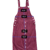 Levis Womens Burgundy Cotton Corduroy Button-Front Overall Midi Dress Size M
