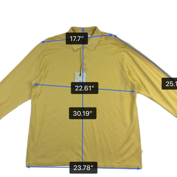 Tommy Bahama Mens Yellow Silk & Cotton Long Sleeve Polo Shirt Comfortable Sz XL