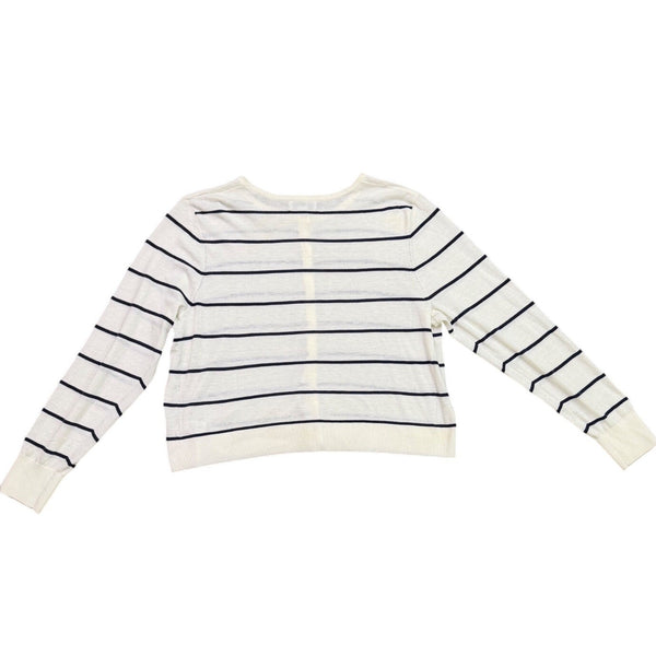 Ava & Viv Womens White Striped & Lightweight Button Front Cardigan Size 1X