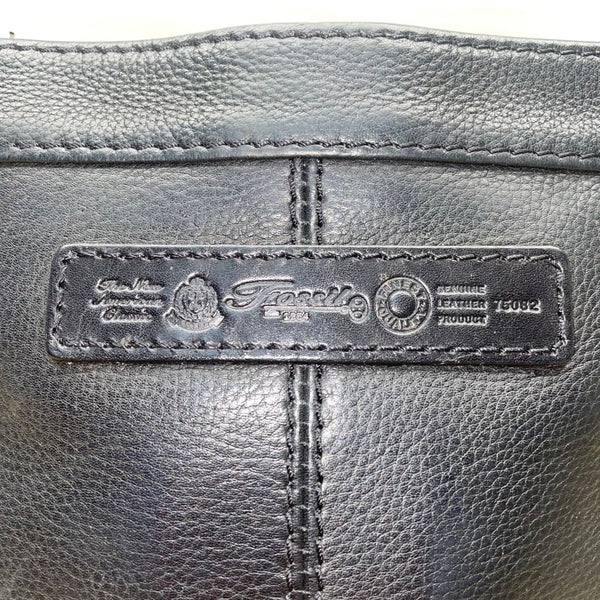 Fossil Women’s Black Leather Adjustable Strap Front Pocket Crossbody Bag