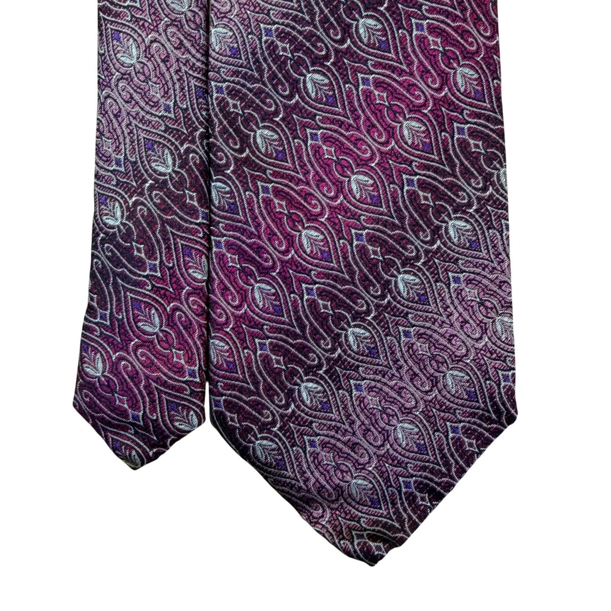 Smithsonian Institution Mens Burgundy & Blue 100% Silk Tie Paisley Pattern