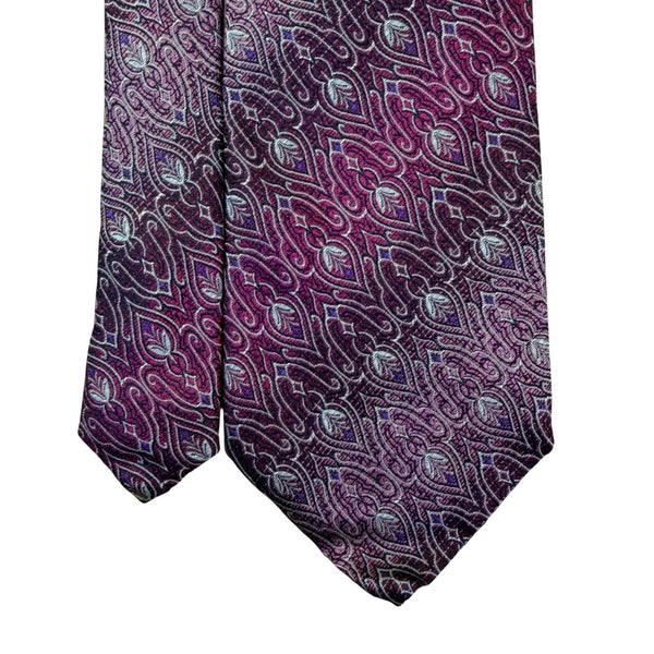 Smithsonian Institution Mens Burgundy & Blue 100% Silk Tie Paisley Pattern