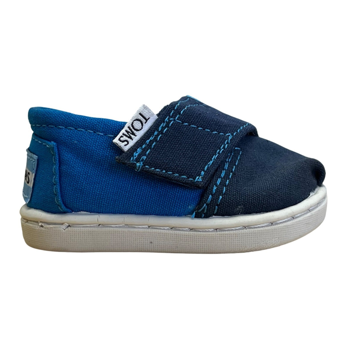 Toms Baby Navy & Blue Canvas Lightweight Slip-On Alpargata Shoes Sz T2