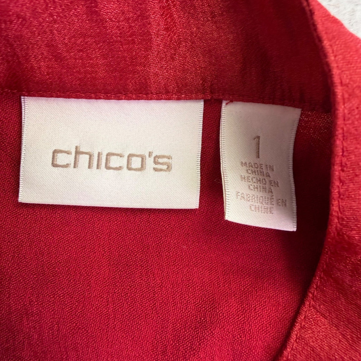 Chicos Womens Red Open-Front Long-Sleeve Jacket Stylish & Lightweight  Size 1