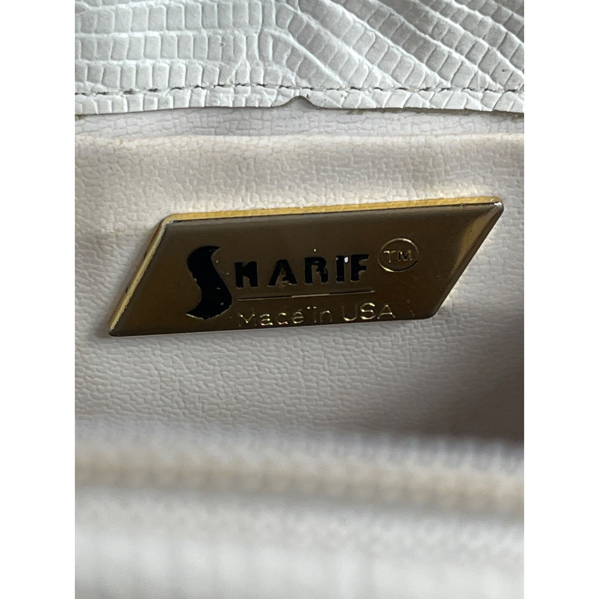 Vintage Sharif Women's White Crock Skin Leather Crossbody Bag Sz S