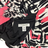 London Style Collection Womens Maxi Dress 12P Pink & Black Abstract Print Sleeve