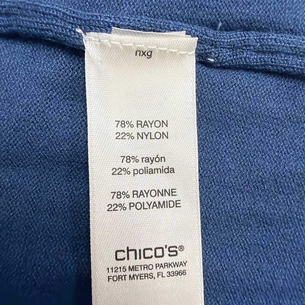 Chicos Womens Indigo Sleeveless Lightweight Casual Tank Top Size 2