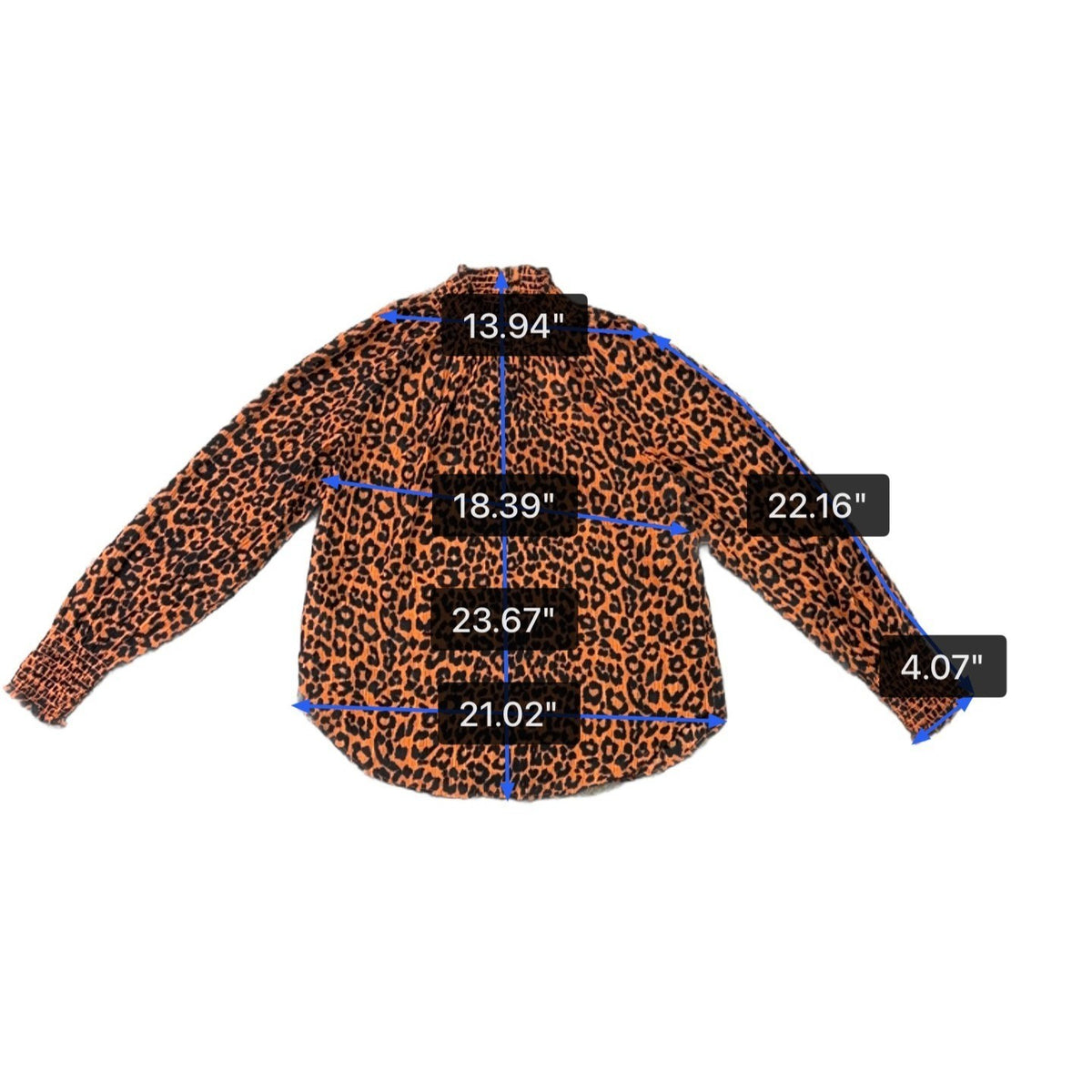Loft Womens Black/Orange Leopard Print Smocked Long Sleeve Blouse Sz XS