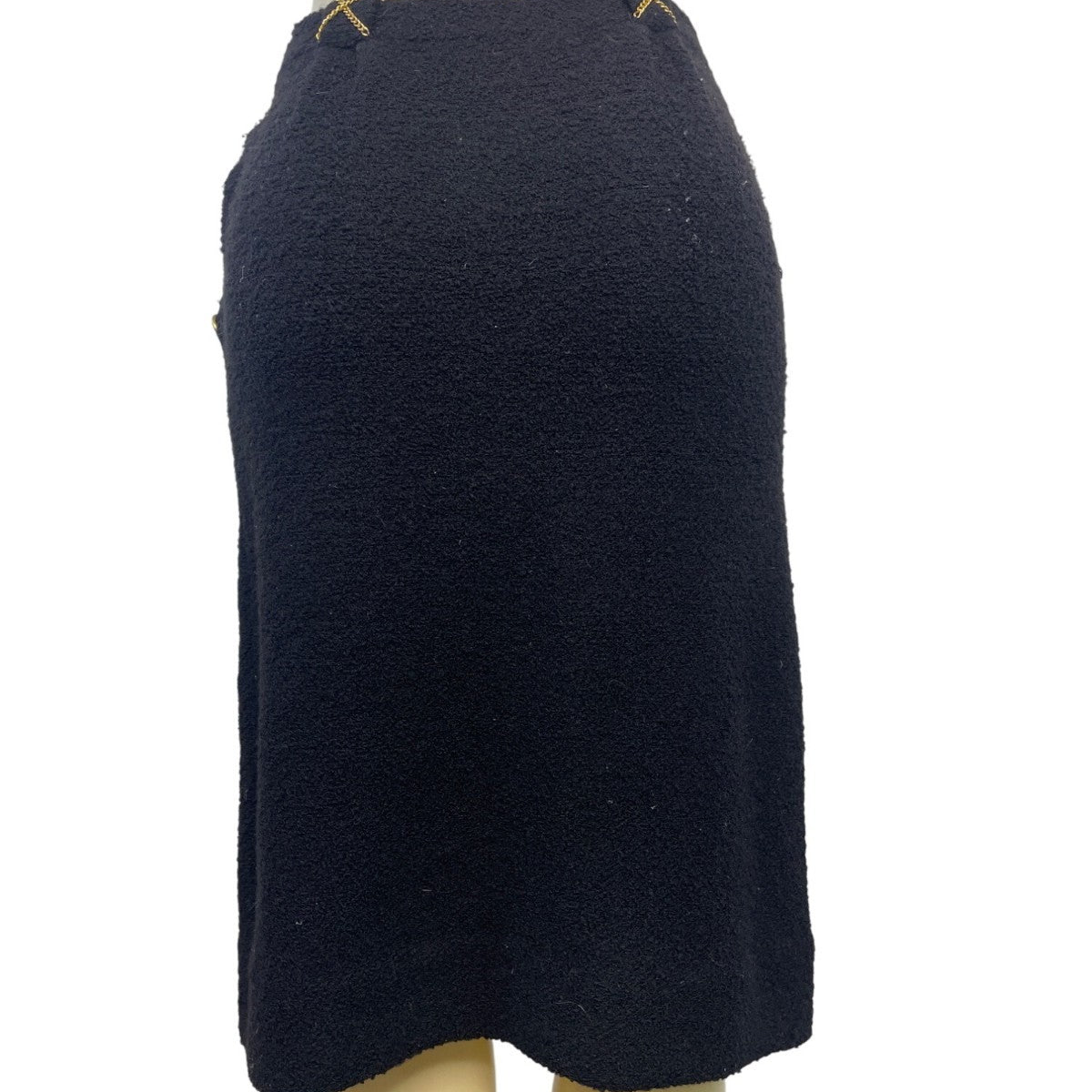 Vintage Black Bouclé Skirt Suit With Gold Button Details
