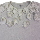 J.Crew Womens White Linen Tee Floral Appliqué Short Sleeve Casual Top Size S