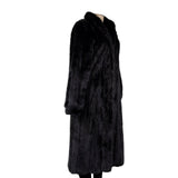 Black Womens Mink Fur Coat Luxury Long Full-Length Button-Up Soft Textured Sz M