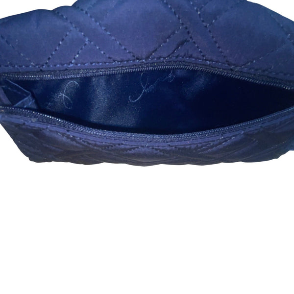 Vera Bradley Women’s Navy Quilted Fabric With Back Zip Pocket Wallet Clutch