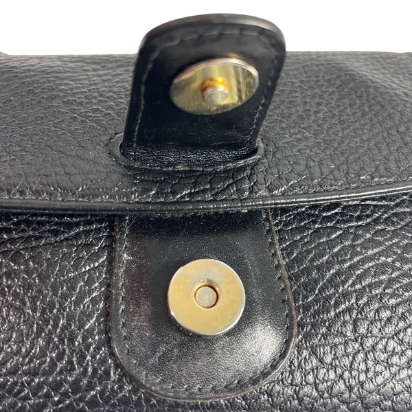 Desmo Women's Black Pebbled Leather Shoulder Crossbody Flap Bag Sz S