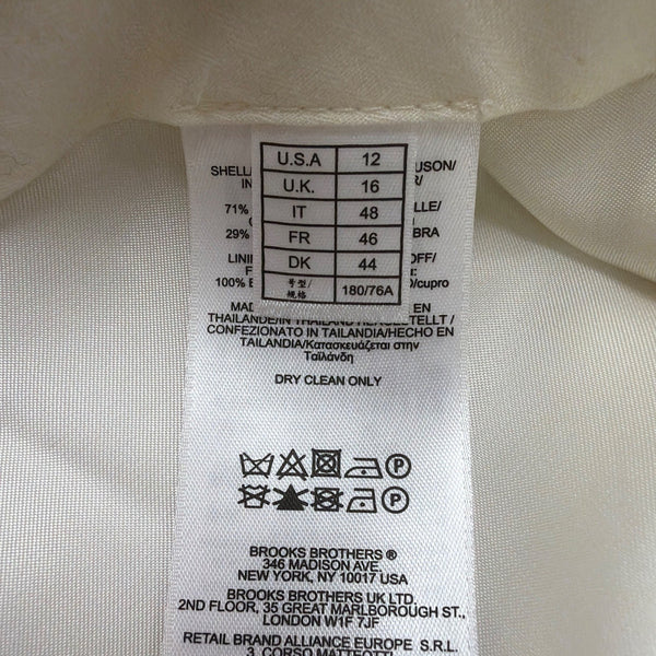 Brooks Brothers Womens White Caroline Fit Mid-Rise Dress Pants Size 12