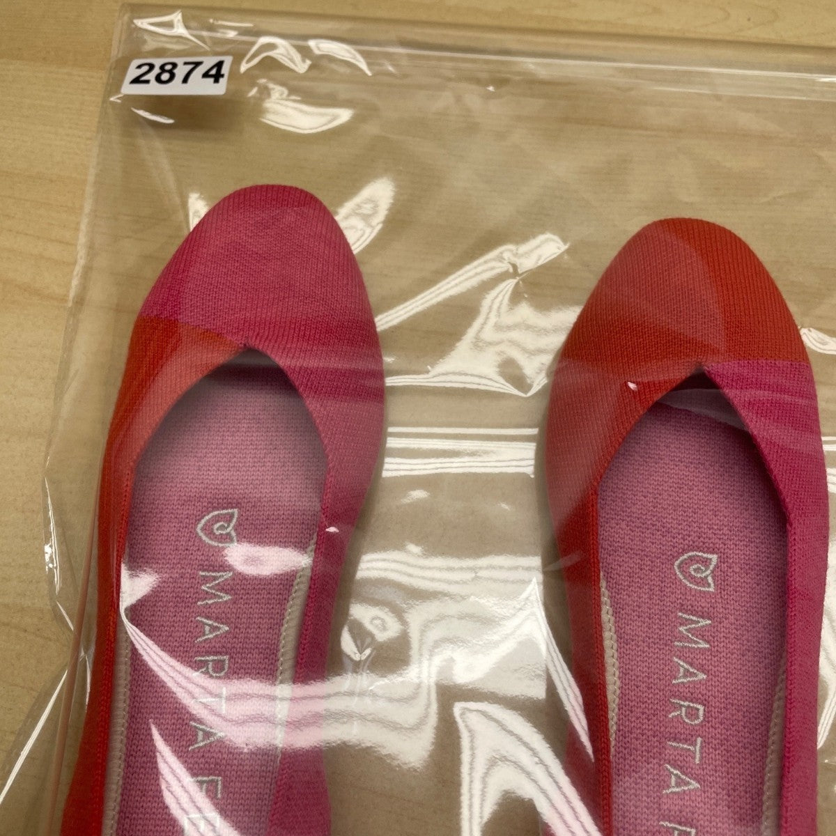 Rothy's x Marta Ferri Flame Azalea Color Block Knitted Ballet Flats Size 7.5