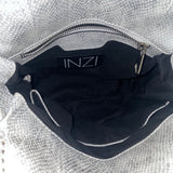 Inzi Women’s Silver & White Faux Leather Snake Pattern Chain Strap Crossbody Bag